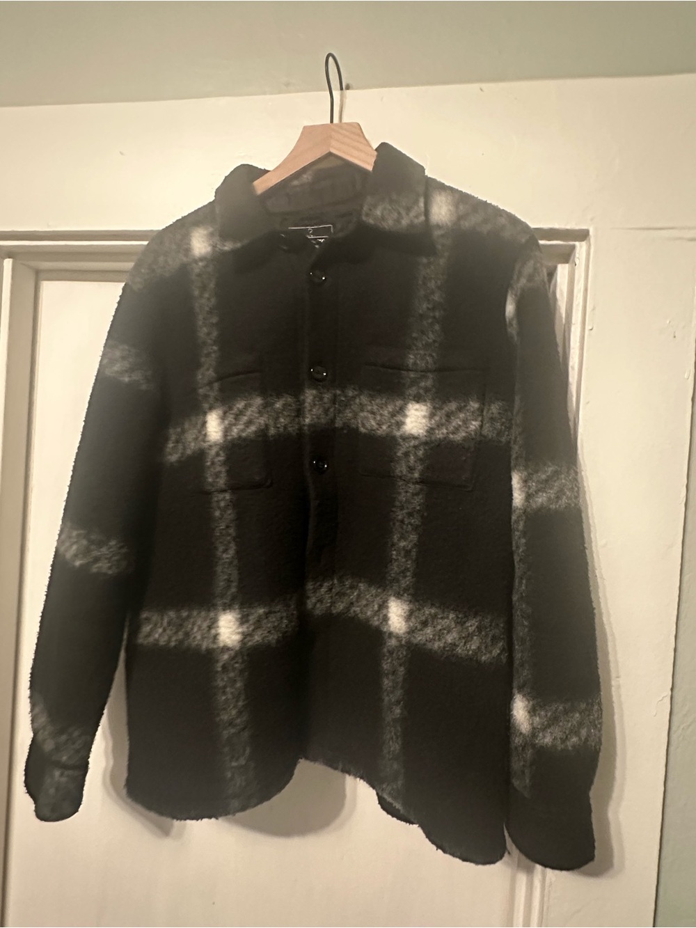 Black and White Wool Overshirt
